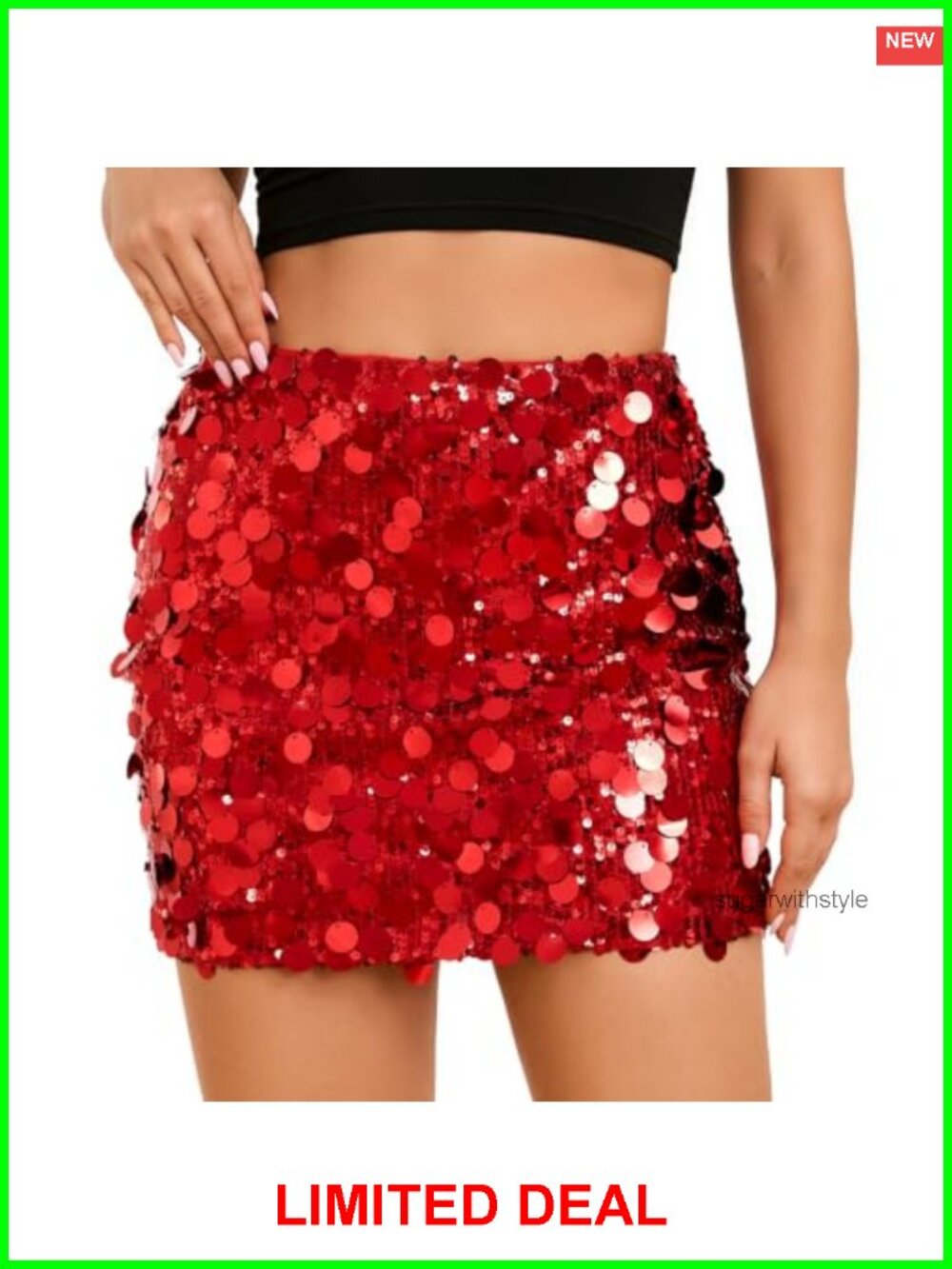 Sequin Bodycon Mini Skirt Stretchy High Waist Club Party Night Out